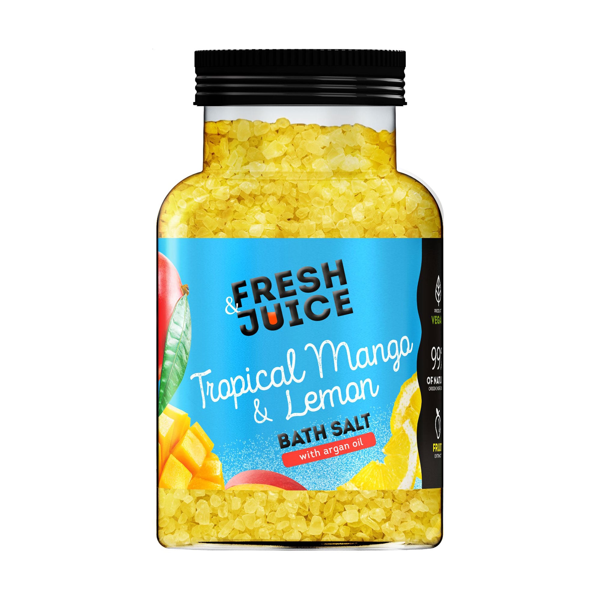 Сіль для ванни Fresh Juice Tropical Mango &amp; Lemon Bath Salt з аргановою олією, 700 г